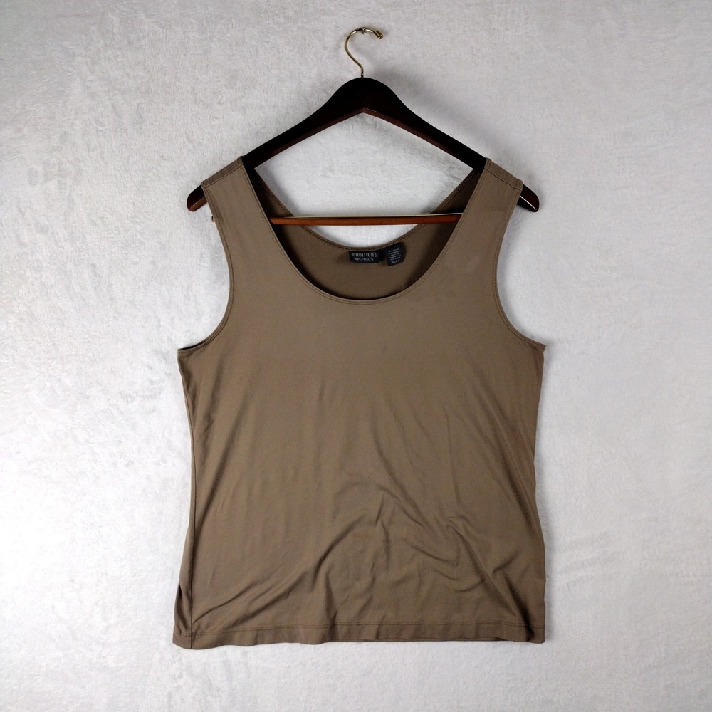 Additions by Chicos Brown Scoop Neck Tank Top Sleeveless Stretch Size 2 Large